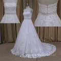 Impressionante Querida Adornada Pérola Zipper Lace A Line Wedding Dress